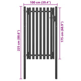 Garden Fence Gate Steel 1x2.25 m Anthracite 146331