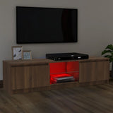 TV Cabinet with LED Lights Brown Oak 120x30x36 cm 815710