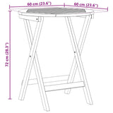 Garden Table Folding Natural 60 x 60 x 72 cm Solid Acacia Wood 4105491