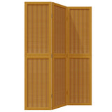 ZNTS Room Divider 3 Panels Brown Solid Wood Paulownia 358813