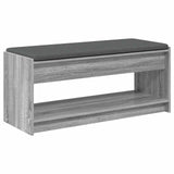 Hall Bench with Cushion with Shelf Grey Sonoma 103 x 38 x 45 cm 891589