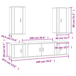 5 Piece TV Cabinet Set White Engineered Wood 3188678
