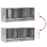 TV Cabinet with Glass Doors Concrete Grey 102x37x42 cm 836409