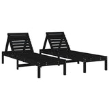 Sun Lounger Set of 2 Black Solid pine wood Standard 825074