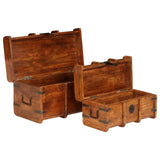 Treasure Chest Set 2 Pieces Solid Acacia Wood Honey Finish 245656