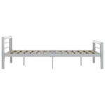 ZNTS Bed Frame without Mattress Grey and White Metal 160x200 cm 284560