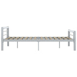 ZNTS Bed Frame without Mattress Grey and White Metal 160x200 cm 284560