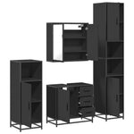 ZNTS 4 Piece Bathroom Furniture Set Black Engineered Wood 3301195