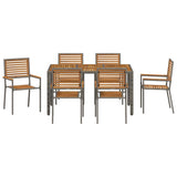 Garden Dining Set 7 pcs Grey and Brown Poly Rattan 3365441