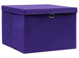 Storage Boxes with Lids 10 pcs Purple 32x32x32 cm Fabric 288356