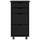 Rolling Cabinet with Drawers MOSS Black Solid Wood Pine 4015792
