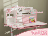 Height Adjustable Kids Desk and Chair Set, Children School Study Desk with Tiltable Desktop, Reading T3398P347977