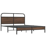 Bed Frame without Mattress 150x200 cm King Size Brown Oak Engineered Wood 4100466