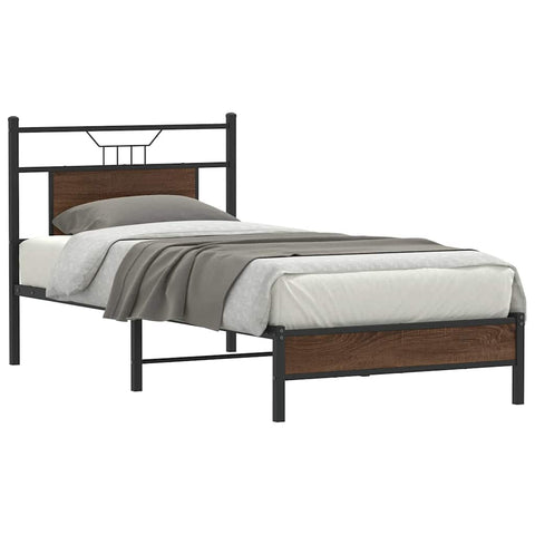 Bed Frame without Mattress Brown Oak 90x200 cm Engineered Wood 4106991