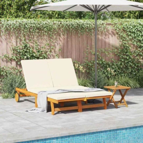 Sun Lounger Reclining Brown 125 x 200 x 84cm Solid Acacia wood 3325188