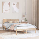 Bed Frame with Headboard Natural 140 x 190 cm Solid Pine Wood 872110