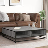 Coffee Table Grey Sonoma 100x100x30 cm Engineered Wood and Metal 848777