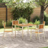 Outdoor Dining Set 5 pcs Solid Acacia Wood and Stainless Steel 3334790