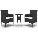 Garden Bistro Set Black Poly rattan Medium Removable Covers 3095901