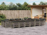 17 Piece Garden Dining Set with Cushions Grey Poly Rattan 3210884