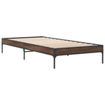 ZNTS Bed Frame Brown Oak 100x200 cm Engineered Wood and Metal 845030