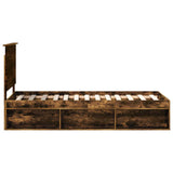 Bed Frame with Headboard Smoked Oak 75 x 190 cm Solid Pine Wood 3411077