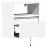 ZNTS Wall-mounted Bedside Cabinet with LED Lights White 3307975