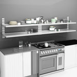 2-Tier Floating Wall Shelves 2 pcs Stainless Steel 300x30 cm 3055901