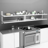 2-Tier Floating Wall Shelves 2 pcs Stainless Steel 300x30 cm 3055901