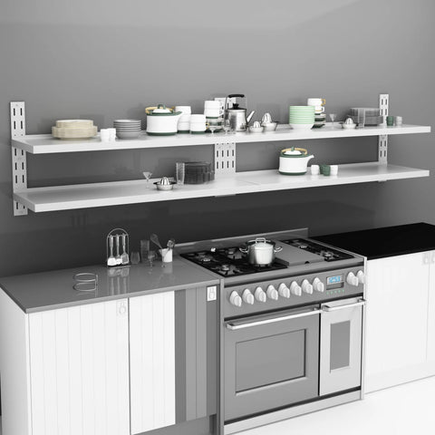2-Tier Floating Wall Shelves 2 pcs Stainless Steel 300x30 cm 3055901