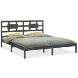 Bed Frame without Mattress Grey 200x200 cm Solid Wood 3105687
