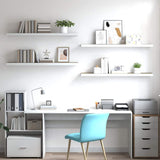 Floating Wall Shelves 4 pcs Oak and White 120x23.5x3.8 cm MDF 326587