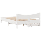 Bed Frame with Drawers White 135x190 cm Double Solid Wood Pine 3301921