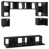 TV Cabinet Set 8 pcs Black Oak Engineered Wood 3393334