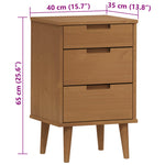 ZNTS Bedside Cabinet MOLDE Brown 40x35x65 cm Solid Wood Pine 4013409