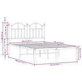 Metal Bed Frame without Mattress with Headboard White 120x190cm 353485
