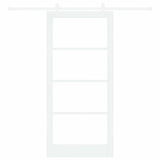 Sliding Door White 93 x 202 cm Solid Pine Wood and Glass 3332260