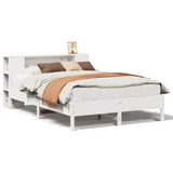 Bookcase Bed without Mattress White 140x200 cm Solid Wood Pine 3322832