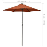 Garden Parasol with LED Lights Terracotta 200x211 cm Aluminium 313562