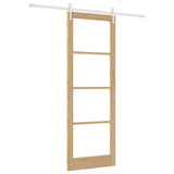 Sliding Door Natural 83 x 232 cm Solid Pine Wood and Glass 3332421