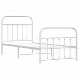 Bed Frame White Powder-Coated Steel Single Bed Frame 352638