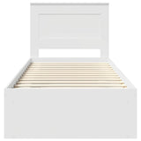 Bed Frame with Headboard White 100 x 200 cm Solid Pine Wood 3410120