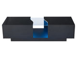 Led Coffee with 2 Drawer Storage, High Gloss Coffee for Living Room Unique Shape Centre N605P287896B