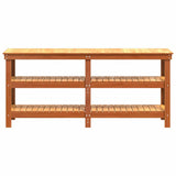 Work Bench with Shelf with Storage Wax Brown Solid Pine Wood 858259