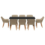 Garden Dining Set with Cushion 9 pcs Beige Poly Rattan 3261704