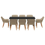 Garden Dining Set with Cushion 9 pcs Beige Poly Rattan 3261704