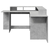 Desk with LED Lights Concrete Grey 152x152x91 cm Engineered Wood 3309459