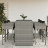 7 Piece Garden Bar Set with Cushions Grey Poly Rattan 3203953
