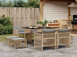 9 Piece Garden Dining Set with Cushions Mix Beige Poly Rattan 3210960