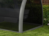 Three-Seater Convertible Swing Chair/Bed, with Curtained Canopy - Grey T3398P318762